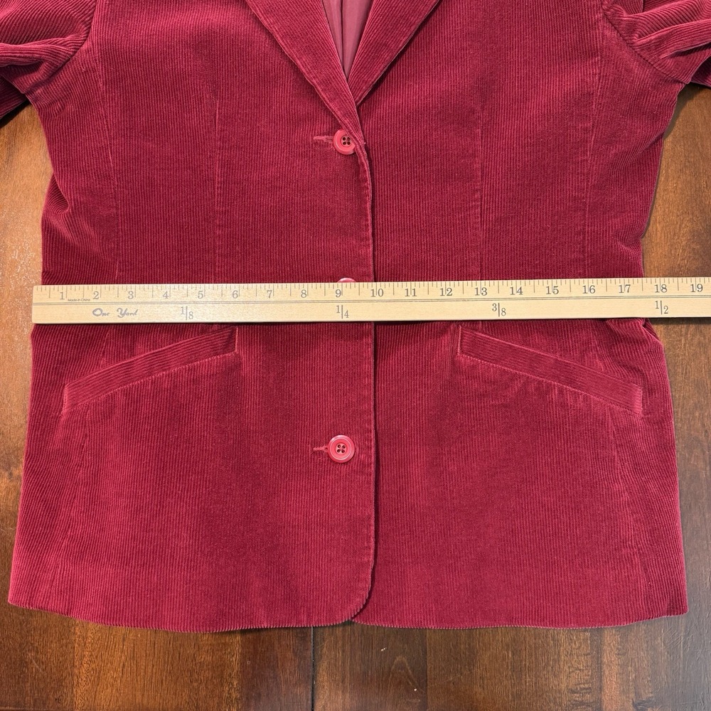 L.L.Bean Womens Corduroy Blazer Size 10 Reg Burgundy Lined Vintage Academia - Picture 8 of 10